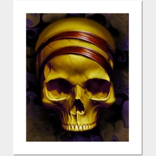 ribbon skull Posters and Art